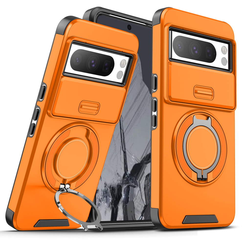Rugged Military-Grade Shockproof Case For Google Pixel 9 Pro / 9 – With Ring Magnetic Kickstand, Compatible With Pixel 9 Pro / 9 Orange 9448483559652
