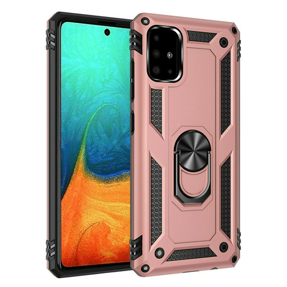 Shockproof Hybrid Case For Samsung Galaxy A51 4G 6.5", Rugged Pc+Rubber Armor With Ring Kickstand, Rose Â Compatible With A51 4G Gold 9448483560047