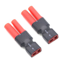 2 adaptateurs Deans T mâle/femelle vers HXT4 mm sans fil pour batteries LiPo de voitures RC Redcat