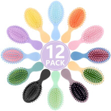 Set van 12 mini-ontwarrende borstels voor droog haar, compacte reisborstel geschikt voor tieners en volwassenen, ideaal als cadeau voor bruidsmeisjes