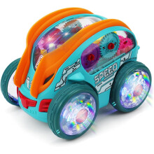 Speedlite Dynamic LED-Auto mit Zahnradantrieb, farbenfrohes Stoß- und Fahrspielzeug für Kleinkinder von 1-3 Jahren, transparentes Leuchtauto mit