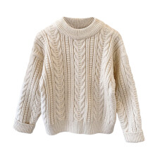 Piger Vinter Tyk Kraftig Garn Blomster Løs Strik Sweater til Børn Hyggeligt Fritidstøj Beige 3-4 År