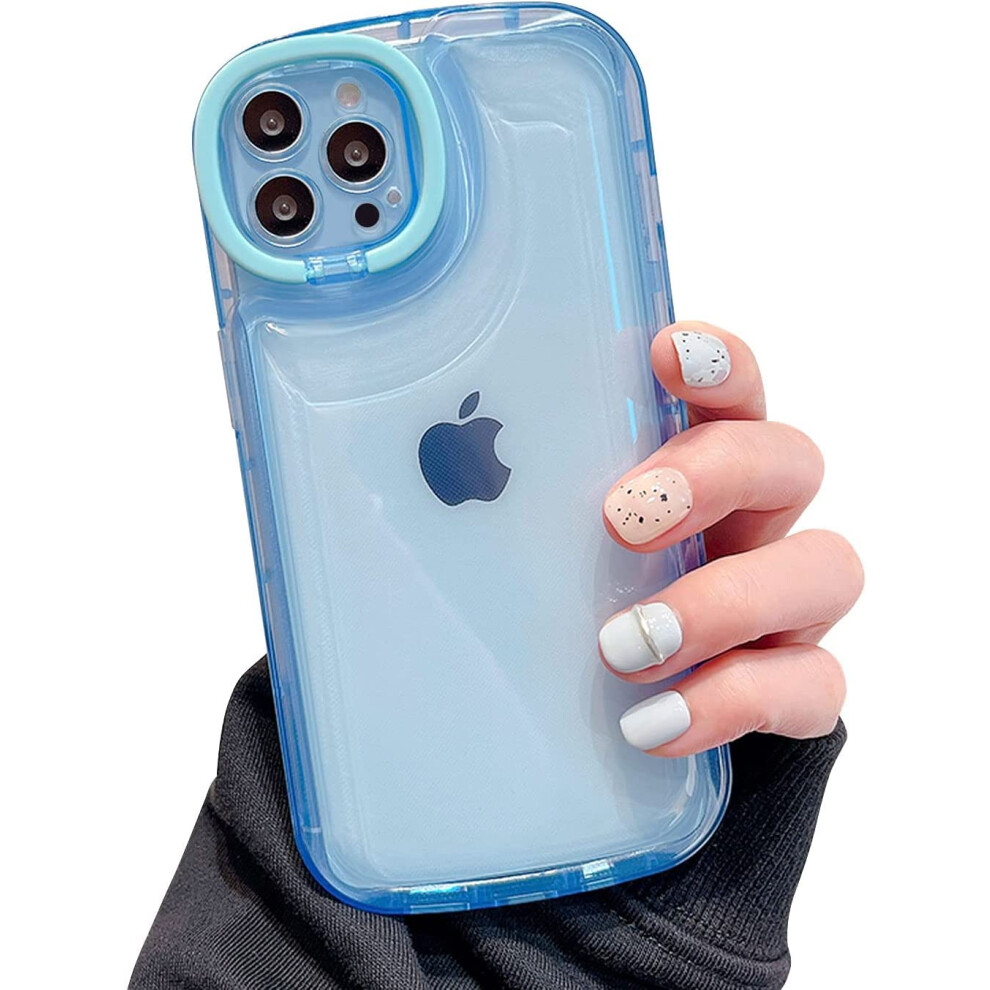 Compatible With Iphone 15 Pro Case Â Clear Kickstand, Tpu Slim Shockproof, Camera Holder, Blue 9448483631303