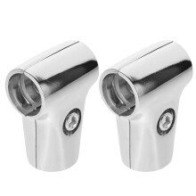 Stainless Steel Fittings Closet Rod Connectors Silver 2Pcs