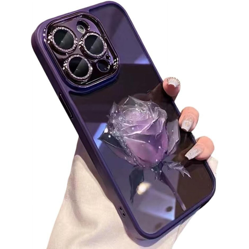 Luxury Matte Rose Glitter Iphone 15 Case Â Shockproof, Camera Lens Protection, (Compatible With Iphone 15) Purple 9448483631327
