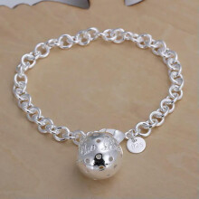 Many Types 925Sterling Silver Women's Fashion Accessories Chains Bracelet 8" -Egg Shape Bracelet-H224