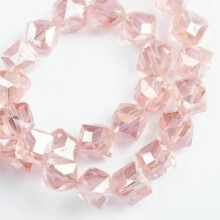 20pcs 8mm Cube Diagonal Hole Faceted Crystal Glass Loose Spacer Craft Beads lot-Lt Rose AB