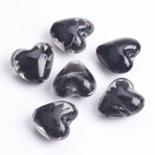 10pcs 16x14mm Heart Shape Handmade Lampwork Glass Loose Beads For DIY Jewelry-#2 Black