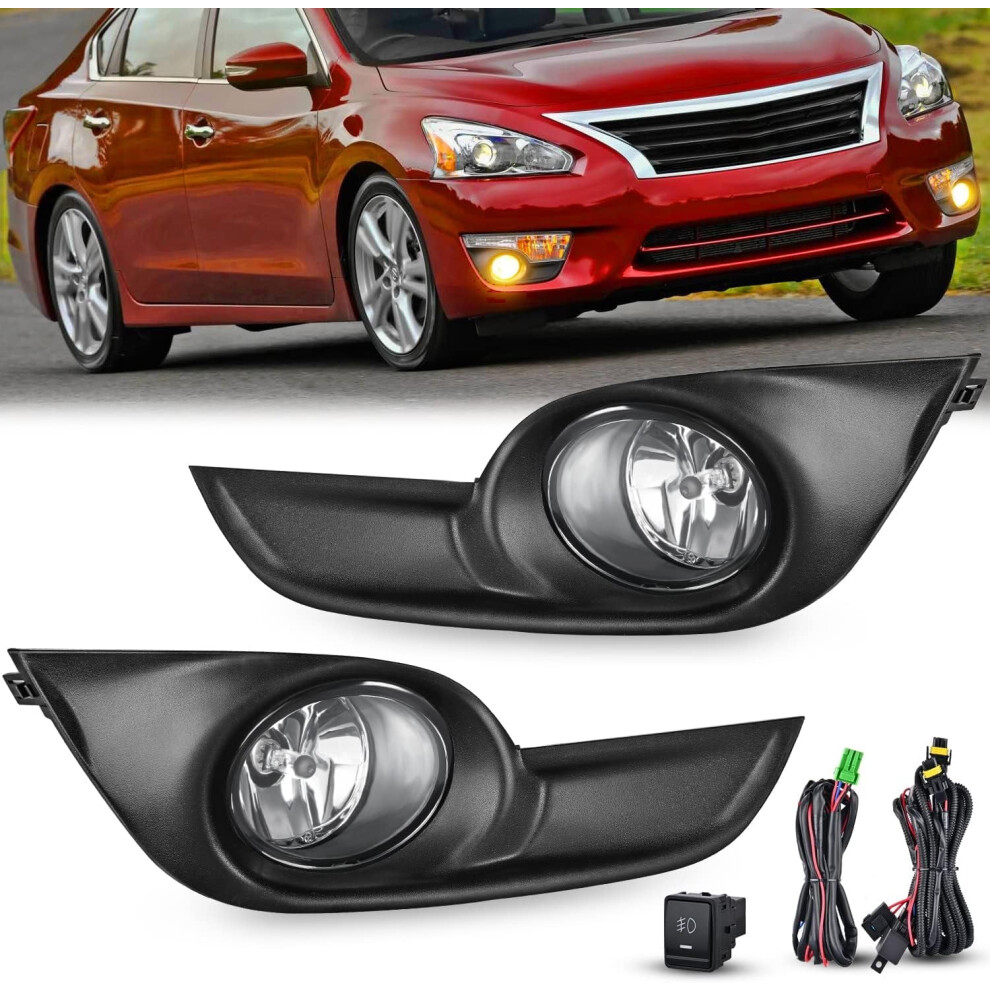 Fog Assembly Compatible With 2013 2014 2015 Nissan Altima With Clear Lens Fog Lamps Replacement H11 12V 55W Bulbs Light 9448483631716