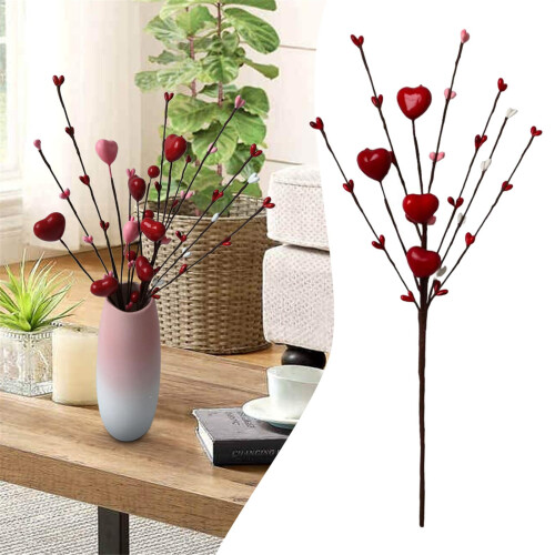 Heart-Shaped Berry Picks Red Berries 12 pcs