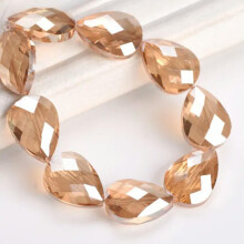 5pcs 18x13mm 24x17mm Flat Teardrop Faceted Crystal Glass Loose Beads DIY Jewelry-24x17mm-Amber Gold
