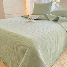 Green Quilted Throw Blanket Cotton Filled 59x90 Inch