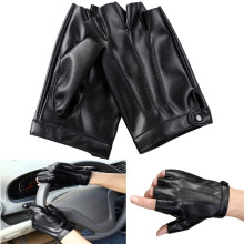 Fingerless Driving Gloves Soft PU Leather Glove Outdoor Half Finger Glove for Adult