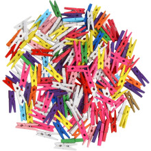 1.18Inch Wooden Clothespins, Mini Mixed Colored Craft Wood Pins Pegs Clips for Hanging Photos,Paper Crafts,100PCS