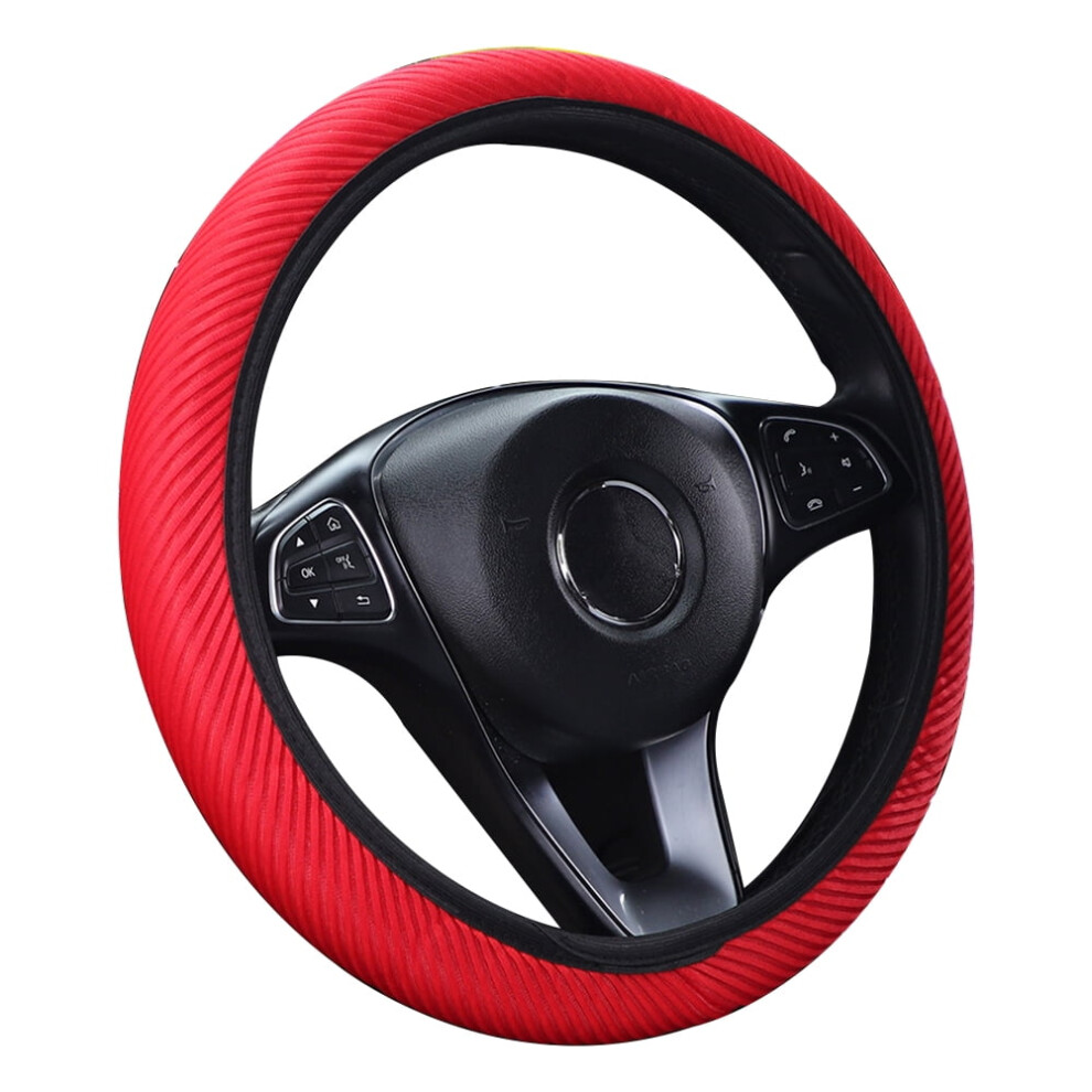 Striped Mesh Steering Wheel Cover Â No Rubber Rings, Compatible With Most Cars, Interior Accessory Red 9448483632638
