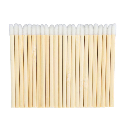 Disposable Bamboo Handle Lip Brush 100pcs Portable Makeup Tool 1