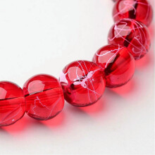 50 Graffiti Glass Beads 8mm Red Christmas Bulk Jewelry Supplies Speckled White