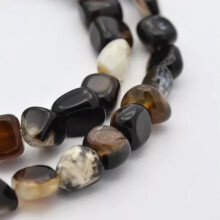 15.7" Strd Precious Natural Nugget Gemstone Beads Loose Tiny Sontes Craft 5~7mm-Black Agate