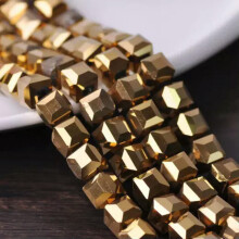 3mm 4mm 6mm 8mm 10mm 14mm Crystal Glass Cube Faceted Loose Crafts Beads Lot-(16) Gold-10mm (20pcs)