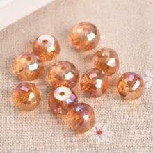 10pcs 12mm Rondelle Drum Crystal Glass Faceted Loose Beads for Jewelry Making-Wine Orange