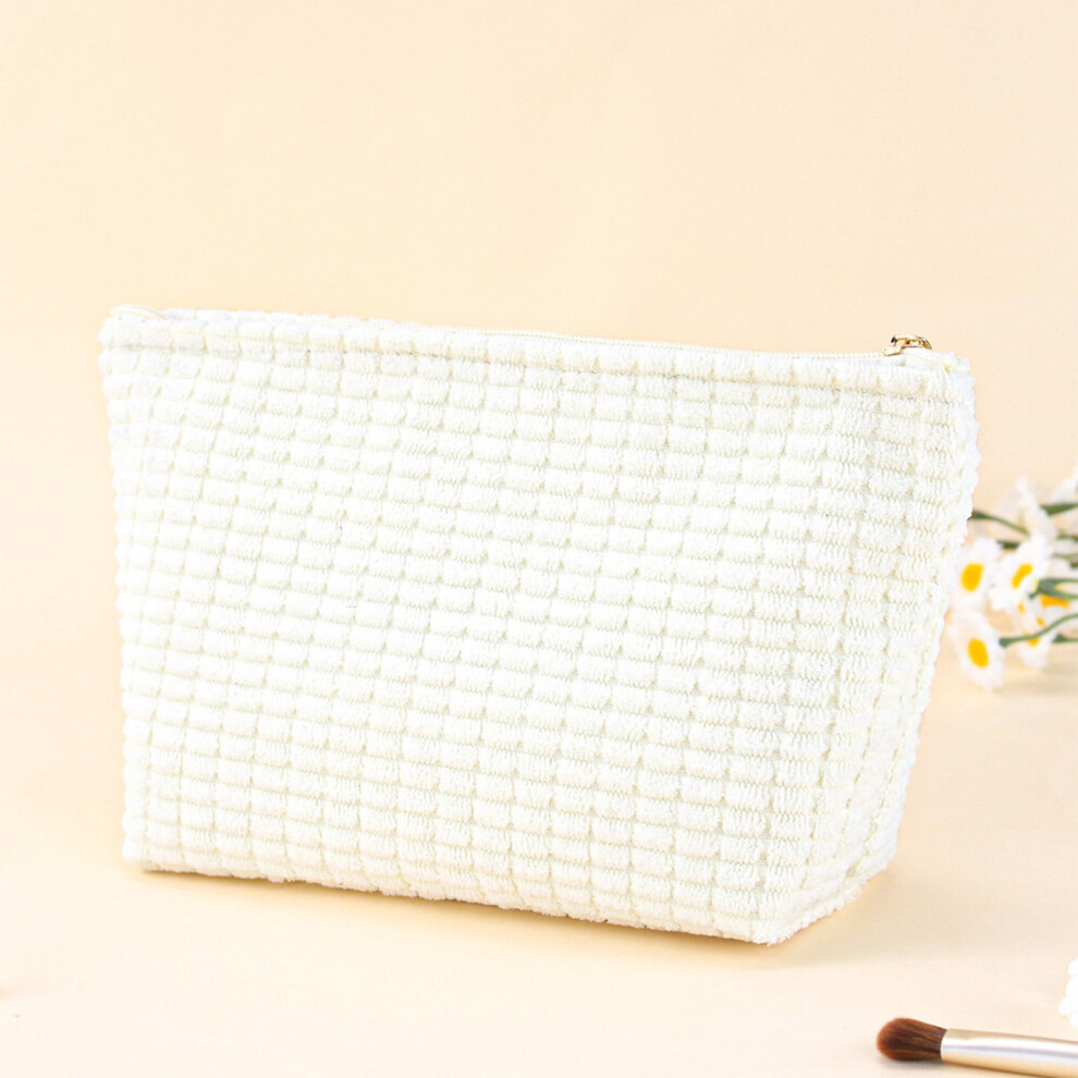Corduroy Makeup Bag Large Capacity Handheld Travel Organizer For Women Girls Gifts
