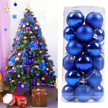 24PCS 40mm Multi-Color Electroplated Christmas Ball Ornaments, Plastic Hanging Baubles for Xmas Tree Home Party Decor