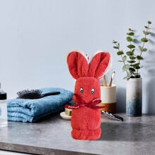 HJuyYuah Easter Bunny Hand Towels - High Density Coral Velvet Wedding Gift Set for Companion Souvenir, Doll Face Design with Ribbon