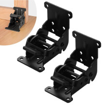 2-Pack Folding Brackets for Table/Bed Legs, 90 Self-Lock Hinge, Foldable Support for Furniture, Cabinet, Workbench – Black