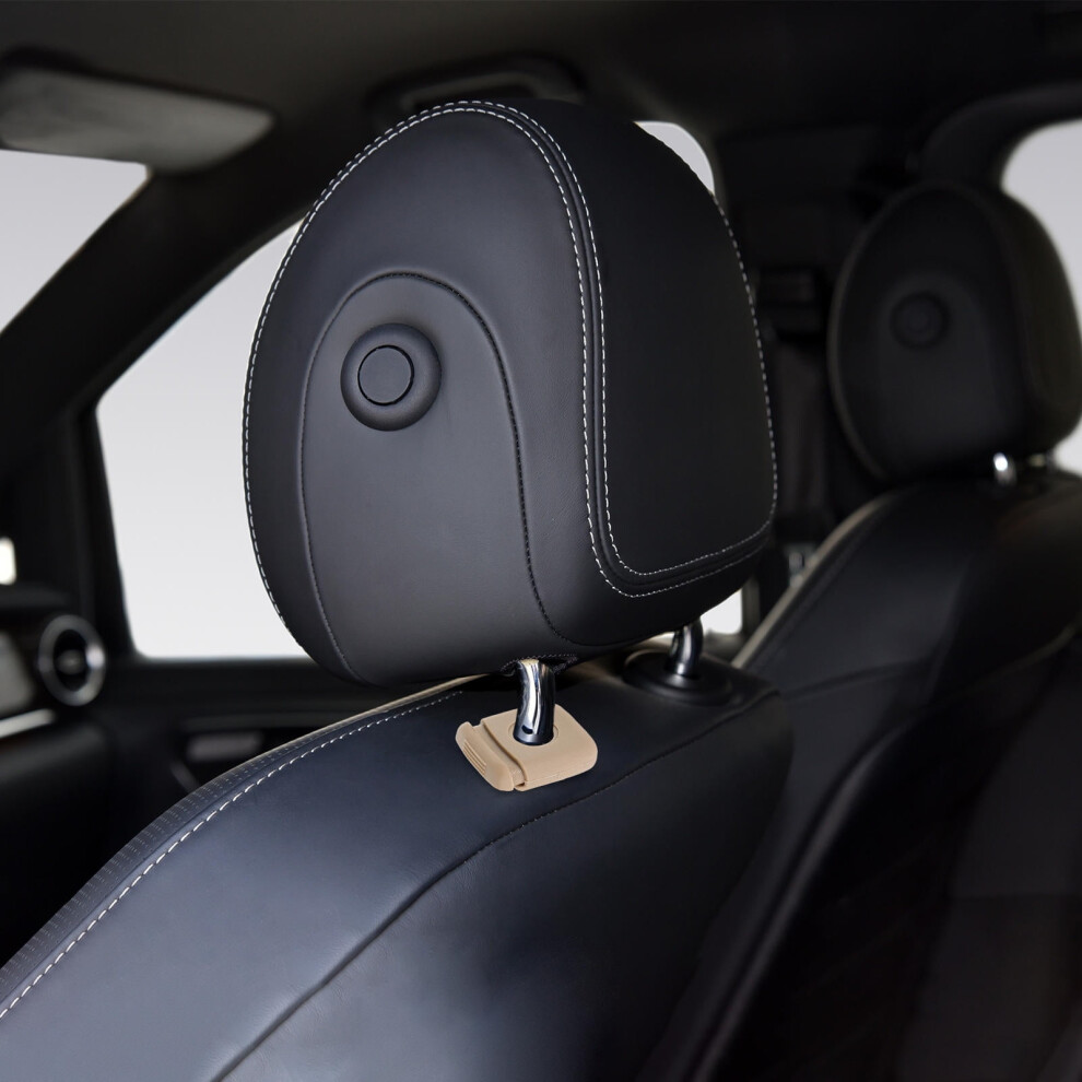 Topbathy 2Pcs Car Headrest Guide Insert Tube Locking Plastic Trim For Front And Rear Seats Beige 9448483775274