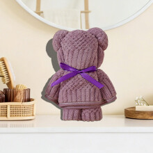 HJuyYuah Bear Towel Gift - Soft Coral Fleece Hand Towel for Wedding Graduation Valentine Birthday Souvenir Gift Supplies, Cute Bear Design