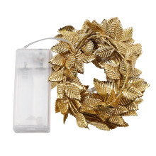 9.8FT Golden Leaf LED String Lights with Rattan, Simulation Leaf Lamp for Festival Decoration, Bead Flashing LED Lights for Home Ambiance, Gold