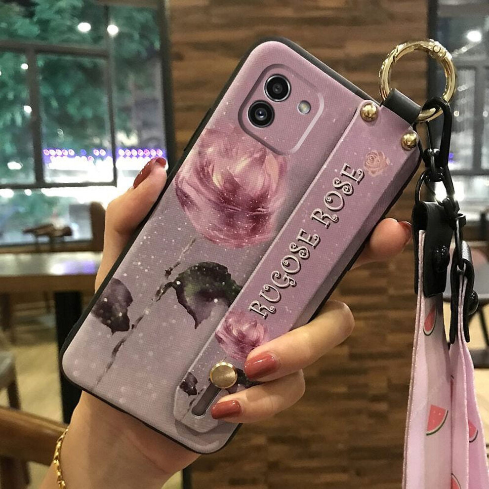 Phone Case Compatible With Samsung Galaxy A03 (Sm-A035f) Â Protective, Anti-Knock, Flower Wrist Strap, Kickstand, Shockproof, Dust-Resistant 9448483777865