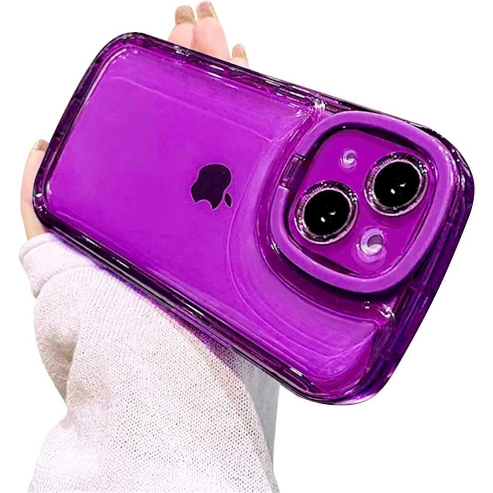 Iphone 15 Case Â Clear Kickstand, Tpu Slim Shockproof, Camera Holder, Â Compatible With Iphone 15 Purple 9448483778039
