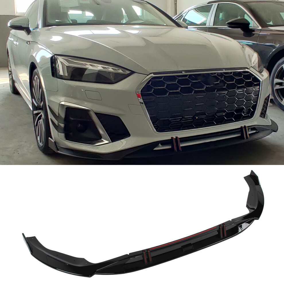 Front Bumper Splitter Glossy A5 B9 Sport Black 7790334183885