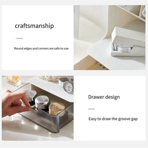 Multifunctional Pen Holder Storage Box Drawer Multi-Layer Dustproof Desktop Office Supplies Storage Box White