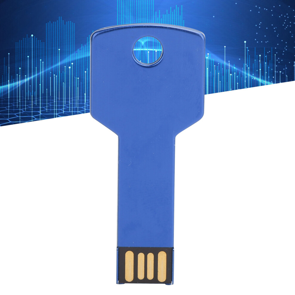 16Gb Aluminum Alloy Usb Key Shape Flash Drive Plug & Play Computer Car Blue 4621391471949