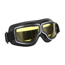 Verstellbare Wind- und Sand-Motorradbrille Schwarzer Rahmen Gelber Linse 180x80mm