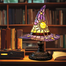 Resin Witch Hat Lamp Gothic Wizard Shape Lamp USB Powered Resin Witch Hat Light Ornament for Living Room Bedroom Decor A