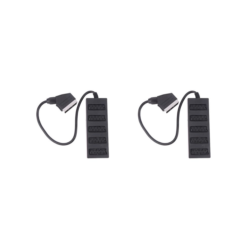 2X 21Pin Scart 5 Way Splitter 21P Scart Male To 5 Female Adapter Connector 5 Road Scart One Divide Into Five Cable 6032536083053