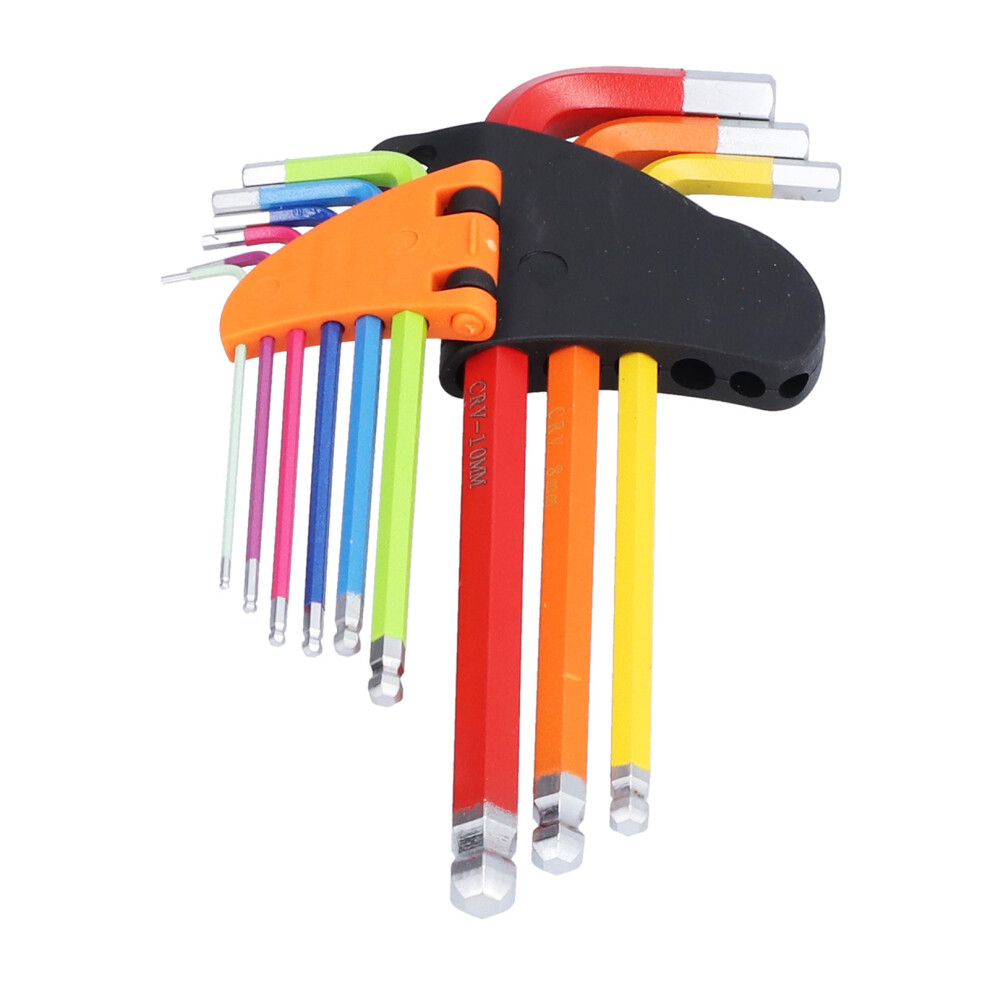9Pcs Colorful Long Arm Hex Wrenches Set, Chrome Vanadium Steel 8411391473588