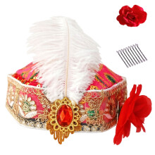 Sequined Hexagonal Cap With Glitter Rhinestones And-rose red