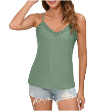 Women's lace camisole V-neck thin strap sleeveless-Green XXL