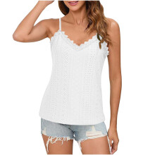 Women's lace camisole V-neck thin strap sleeveless-White M