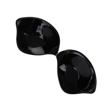 V-Shaped Push Up Backless Silicone Bra Black D Cup Self Adhesive Strapless