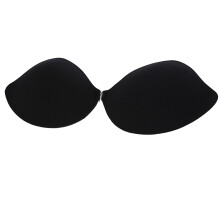 Backless V-Shaped Push Up Strapless Silicone Bra Black B for Women