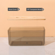 Holz-Taschentuch-Box-Deckel - 18x11,5x10cm, Rosa/Grau, Moderner Stil