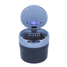 Stainless Steel Car Ashtray Smokeless LED Blue Light 76.8mm