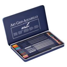 Wasserlösliche Aquarellstifte Set, 12 leuchtende Farben, aus Holz, langlebig