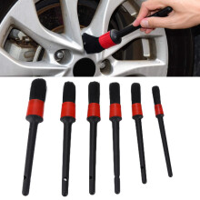 Car Cleaning Brushes 6PCS Set with Pig Hair & Wire for Detailing & Maintenance