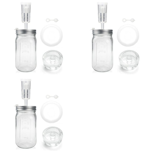 3X 32 Oz Mason Jar Fermentation Kit, Fermentation Jar, Fermentation Lid, Fermenting Weights and Airlocks